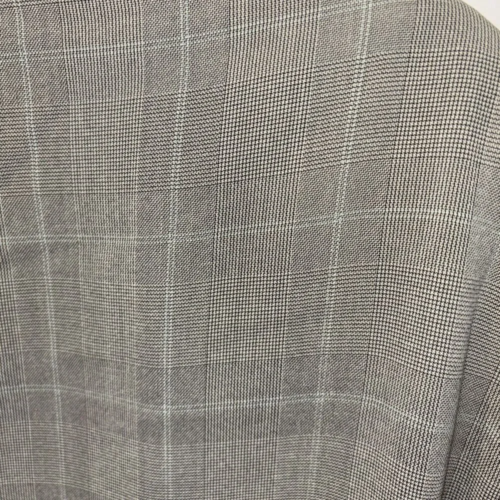 Giorgio Armani Suit Jacket 44L Wool Black Windowpane Luxury Designer Italy Lined
